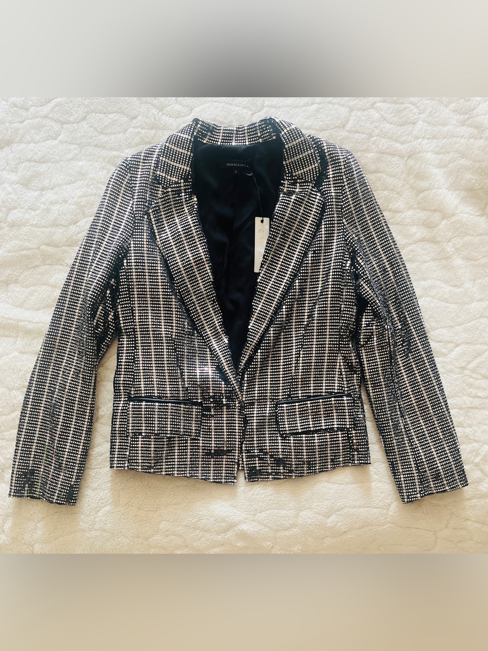 NWT Olivaceous sequin Metallic Sparkle blazer "Y2K Glam, size S